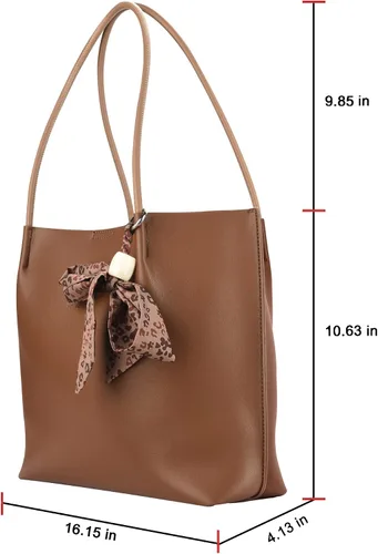 Vista 5 de Marengo Soft Leather Tote Bag for Woman Shoulder Bag Satchel Handbag Purchse Set