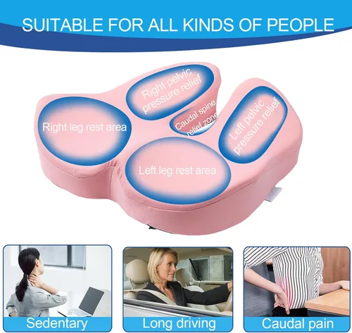 Vista 7 de Cojín de asiento de espuma viscoelástica extra grande para silla de oficina, para apoyo de espalda, alivio de la ciática y el coxis, cojín