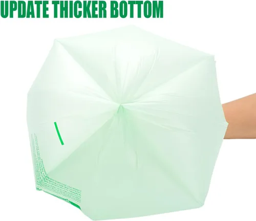 Vista 5 de BEIDOU-PAC Bolsas de basura compostables certificadas de 1.6 galones con asa, 125 bolsas de basura pequeñas de compost para cocina, bolsas de basura