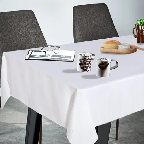 Vista 2 de [Usado] Fitable Mantel rectangular de poliéster lavable resistente a las manchas y a las arrugas, para fiestas de bufé y campamento