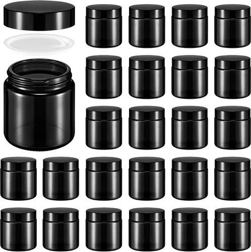 Vista 12 de Norme 24 Frascos de Vidrio de 4 oz con Tapas Herméticos Redondos a Prueba de Fugas Frascos Cosméticos Vacíos con Revestimientos Internos en la Tapa