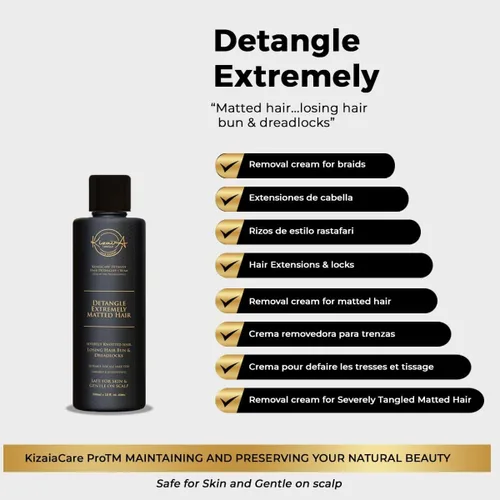 Vista 2 de KizaiaCare Ultimate Matted Hair Detangler: solución desenredante sin dolor para cabello enredado, anudado, enmarañado o rasta. Adultos y niños
