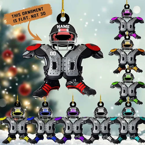 Vista 11 de Adornos de fútbol de Navidad personalizados, adornos de fútbol 2025 para árbol de Navidad, decoraciones navideñas acrílicas, adorno de jugador