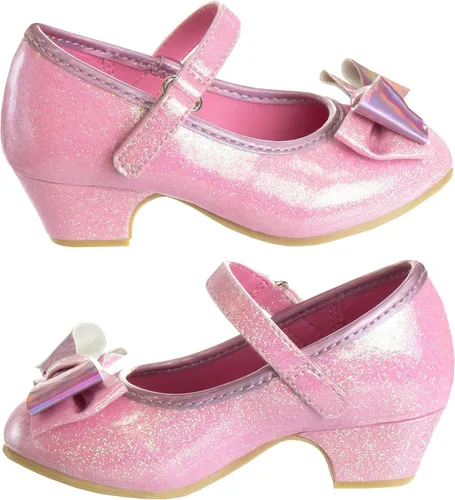 Vista 3 de Disney Zapatos - Correa plana Mary Jane con lazo para niñas, disfraz de princesa de personaje, disfraz de flores, fiesta escolar, sin cordones