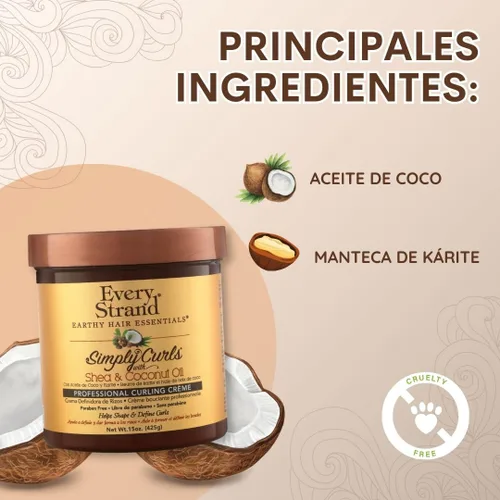 Vista 3 de Every Strand Simply Curls - Crema para rizos de aceite de coco/karité, 15 onzas