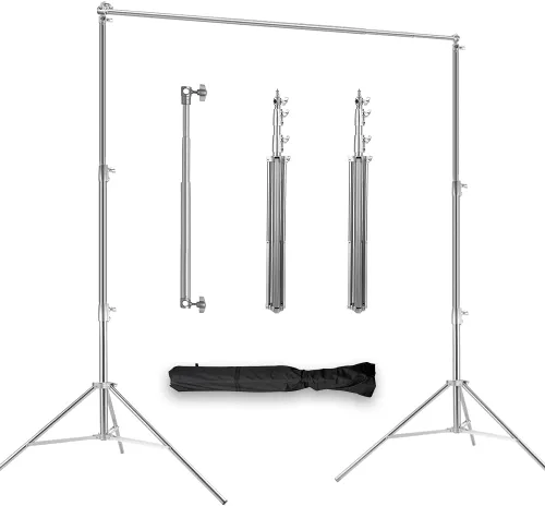 Vista 8 de Kit de soporte de fondo para fotos, 6.5 x 10 pies, soporte de fondo de fotografía ajustable con base plana de metal para fiestas de cumpleaños, baby