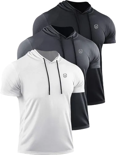 Vista 12 de Neleus - Camiseta sin mangas deportiva Dry Fit para correr con capucha