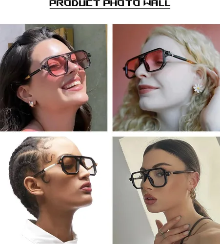 Vista 3 de Gafas de sol estilo aviador planas vintage de los años 70 para mujeres y hombres, montura retro clásica con estilo UV400