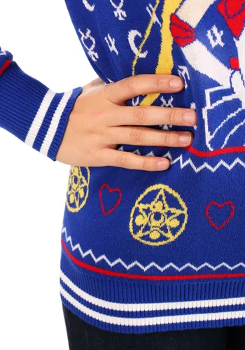 Vista 6 de Suéter Feo de Navidad para Adulto Sailor Moon Estilo Fair Isle Multicolor