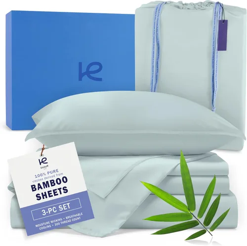Vista 69 de Kickoff - Juego de sábanas de bambú de viscosa de tamaño individual, 3 piezas, 100% viscosa de bambú orgánico, juego de sábanas refrescantes