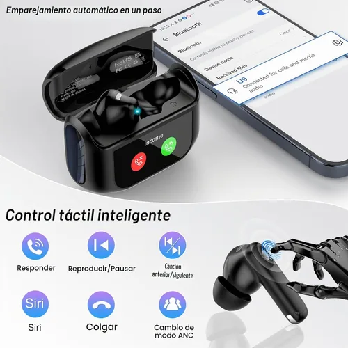 Vista 7 de Auriculares Inalámbricos, Auriculares Bluetooth 5.4 con Pantalla Táctil Multifunción y 5 Modos de EQ, Auriculares de 48H con Bajo Estéreo y ANC