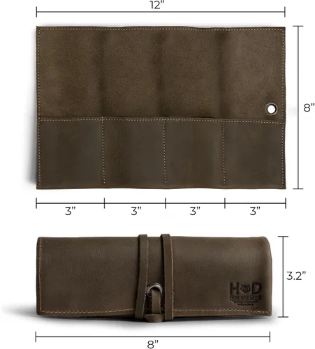 Vista 9 de Hide & Drink, Organizador de rollos de reloj de cuero hecho a mano de cuero de grano completo, con capacidad para hasta 4 relojes, fácil de llevar