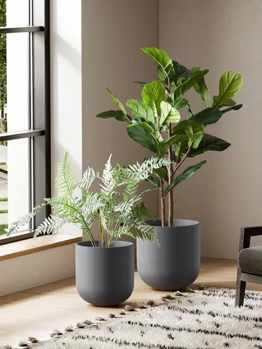 Vista 2 de LE TAUCI Maceta para plantas de 10 pulgadas, macetas de cerámica para plantas con orificio de drenaje y tapón de goma, macetas para plantas