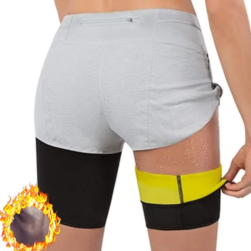 Vista 2 de Manga de compresión para muslos, calcetines deportivos de neopreno para piernas de sudoración, soporte de isquiotibiales transpirables para muslos