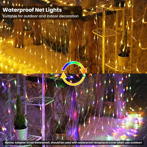 Vista 2 de LYHOPE 360 luces LED de Navidad de 12 x 5 pies, 11 modos de luces de red de Navidad de 30 V, luz de red decorativa de malla que cambia