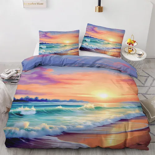 Vista 8 de Funda de edredón abstracta tamaño individual Juego de ropa de cama de arte colorido 2 piezas Funda de edredón con patrón de microfibra suave