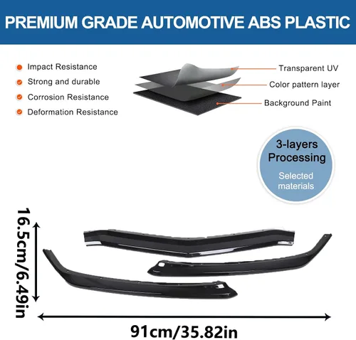Vista 6 de Parachoques delantero inferior de repuesto compatible con Chevrolet Corvette C8 GM Z51 2020-2024 plástico ABS 3 piezas parachoques delantero
