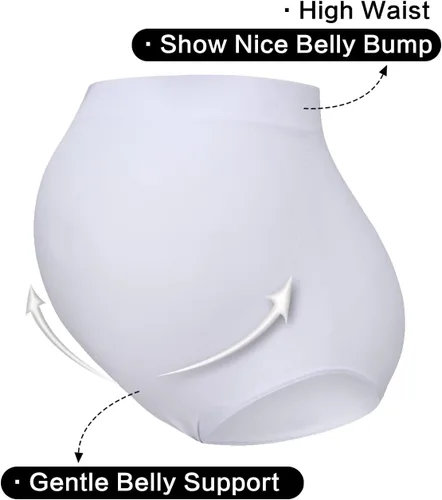 Vista 2 de Fajas de maternidad sin costuras, bragas con soporte para el vientre para vestidos y pantalones, ropa interior de embarazo de cintura alta, S-XXXL