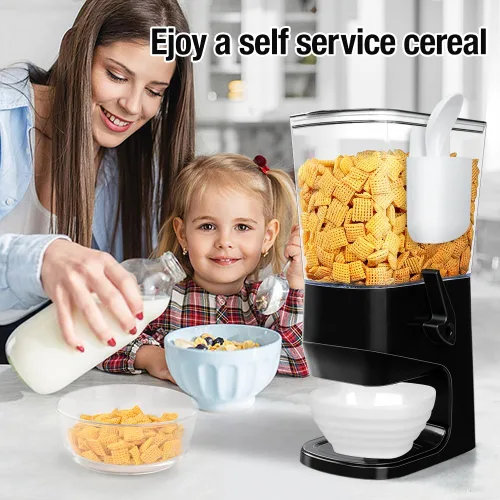 Vista 2 de Dispensador de cereales para encimera con cuencos y cucharas, contenedores de cereales para almacenamiento en despensa, organizador de aperitivos