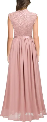 Vista 2 de Miusol Vestido largo formal sin mangas con encaje floral para dama de honor