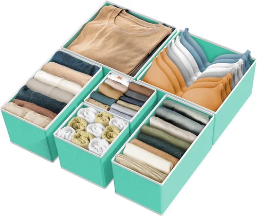 Vista 11 de Simple Houseware Organizador de cajones de ropa interior para lencería, ropa interior, brasier, bragas, calcetín, mameluco, juego de 6, gris