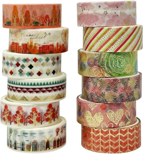 Vista 11 de allydrew Elegante caja de cinta washi de lámina dorada para artes y manualidades, álbumes de recortes, papelería, diario (12 rollos), galaxia