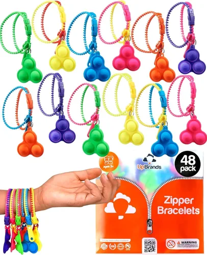 Vista 14 de UpBrands Caja a granel de 720 huevos de Pascua prellenados con pulseras de cremallera de juguete para ansiedad, suministros de caza de huevos