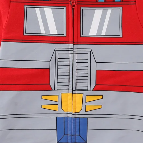 Vista 4 de Disfraz de Transformers de Hasbro: sudadera con capucha con cremallera para niños grandes, Optimus Prime y Bumblebee Rojo
