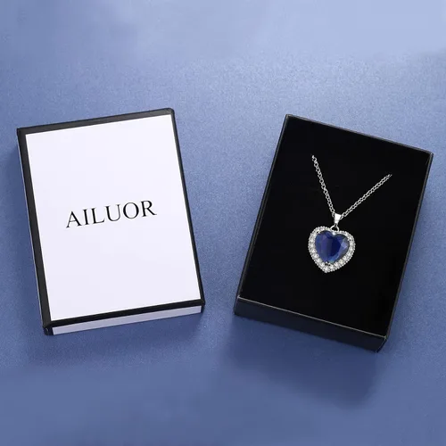 Vista 7 de AILUOR Titanic Heart of the Ocean Collar, collar de plata colgantes, joyería regalo del día de la madre