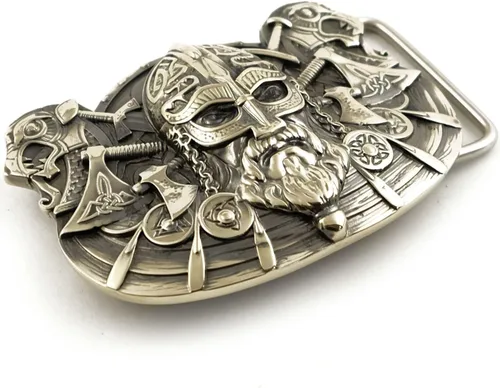 Vista 3 de Hebilla de cinturón Viking, hecho a mano guerrero escandinavo militar sólido hebilla de cinturón de plata alemana