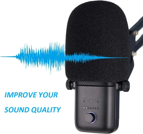 Vista 3 de Filtro de micrófono Pop – Funda de espuma para parabrisas compatible con Elgato Wave: 3 micrófonos de condensador USB premium para bloquear Plosives