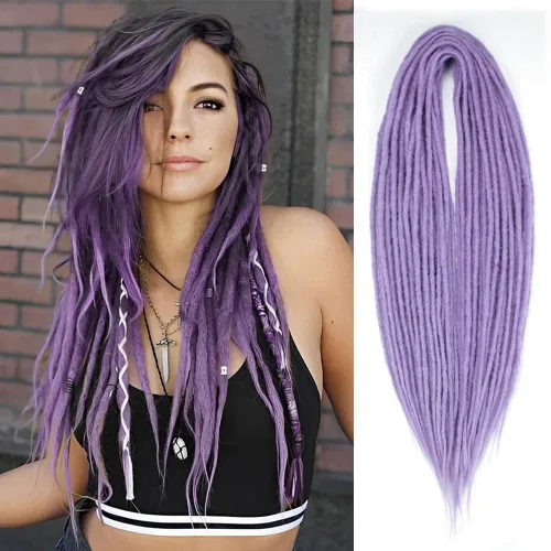 Vista 12 de Kraler Extensiones de Rastas Azules de Doble Extremo de 18 Pulgadas, 20 Hebras Sintéticas DE Extensiones de Rastas Hechas a Mano, Estilo de Rastas