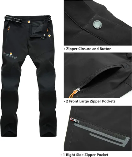 Vista 4 de CARWORNIC Pantalones de senderismo ligeros para hombre, de secado rápido, impermeables, para escalar, con bolsillos con cremallera