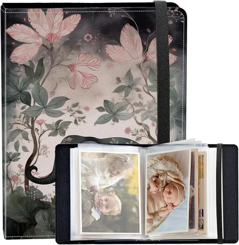 Vista 40 de Álbum de fotos de 3.5 x 5 pulgadas, cubierta de piel sintética de pequeña capacidad, mini álbum de fotos de águila americana de 3.5 x 5 con banda