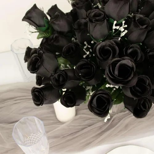 Vista 9 de Efavormart 12 arbustos Ramos de capullos de rosas artificiales de seda de primera calidad