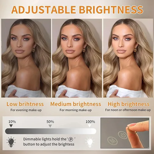 Vista 4 de MOON MOON Hollywood - Espejo de tocador con luces, espejo de maquillaje profesional y espejo de maquillaje iluminado con luces LED ajustables