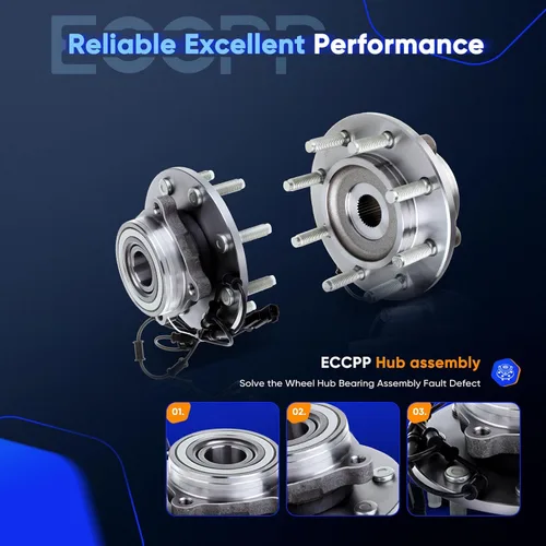 Vista 5 de ECCPP Repuesto compatible con par de 2 conjuntos de cojinete de cubo de rueda delantera 06 07 08 Dodge Ram 2500 3500 1500 4WD 4X4 Para Dodge Ram
