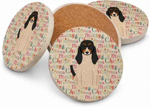 Vista 23 de Abyssinian Sand Terrier Merry Christmas - Posavasos grandes de piedra arenisca (4 unidades)
