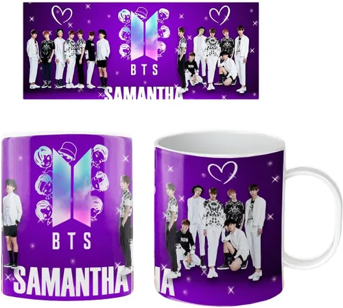 Vista 7 de Taza irrompible para niños con nombre (BTS Pastel)