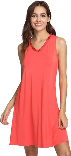 Vista 32 de GYS Cooling Bamboo Viscose Sleeveless Nightgowns for Women Aguamarina