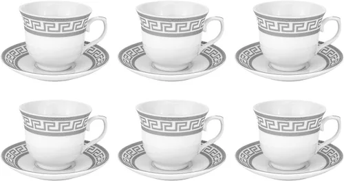 Vista 2 de Royalty Porcelana 12 tazas de café o té 7 oz con platillos (plata)
