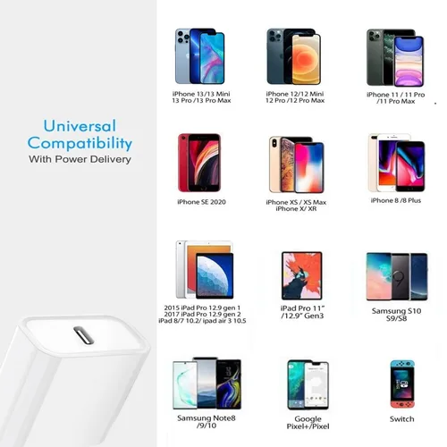 Vista 7 de Bloque de Cargador para iPhone 15 14 13, Cargador USB C de 20W PD, Cargadores de Pared de Tipo C, Adaptador de Suministro de Energía USB-C Duradero