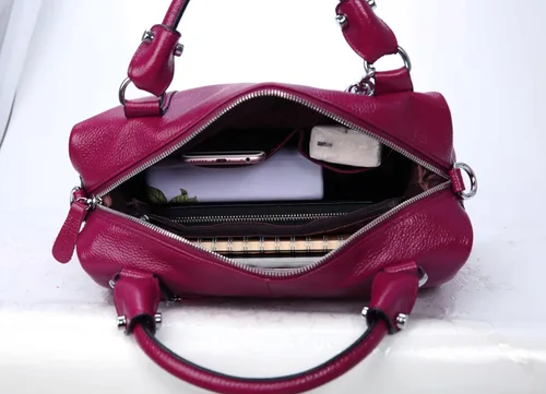 Vista 7 de Heshe - Bolsa de hombro de piel para mujer, con asa superior, bolsa cruzada