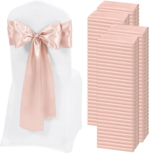 Vista 23 de 60 bandas de satén color burdeos para silla, diseño de lazos, para decoración de sillas de Acción de Gracias, boda, Navidad, banquetes, fiestas