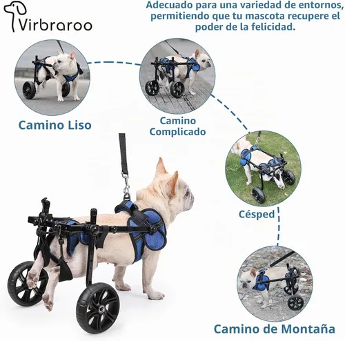 Vista 2 de Silla de ruedas para perros para patas traseras con neumáticos todo terreno mejorados y rodamientos duraderos, silla de ruedas ajustable para perro