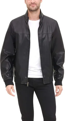 Vista 5 de Tommy Hilfiger chaqueta de aviador sin relleno, piel sintética de cordero, para hombre