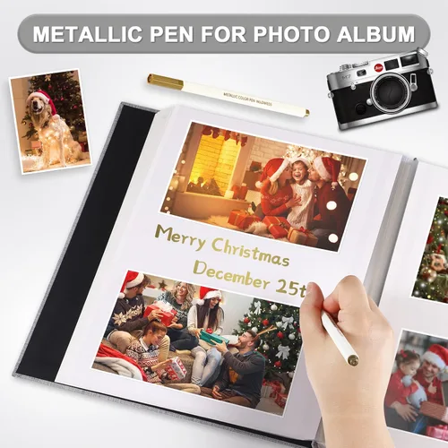 Vista 5 de Álbum de fotos autoadhesivas, álbumes de recortes, álbumes de fotos magnéticos con páginas adhesivas para fotos de 4 x 6, 5 x 7, 8 x 10 pulgadas