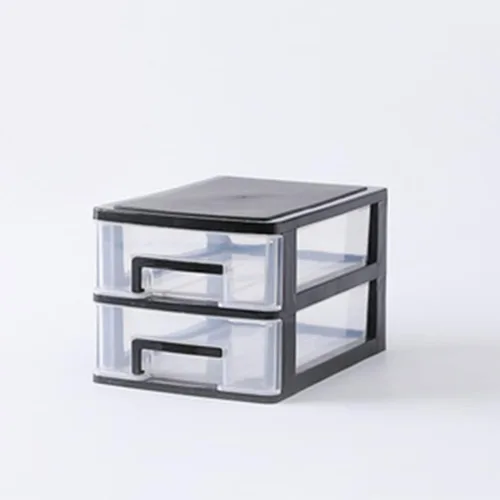 Vista 4 de Gatuida Organizador de cajones transparentes para maquillaje y cosméticos, mini caja de almacenamiento de plástico para escritorio, color negro