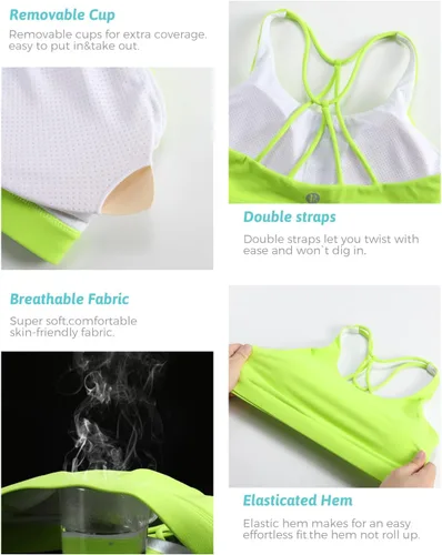 Vista 105 de Brasieres deportivos para mujer, con relleno, tipo camiseta sin mangas, sexis, con espalda cruzada, de alto impacto, largos, ideales para practicar