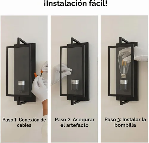 Vista 5 de Lámpara de baño de 1 luz, aplique de pared negro mate con pantalla de vidrio transparente, lámpara de pared interior con base E26 para espejo, sala